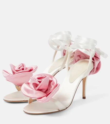 Magda Butrym Floral-appliqué satin sandals 5