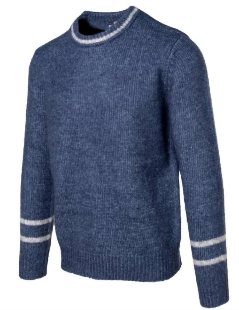 Schott Men's Mid-Weight Triple Blend Crewneck Sweater In Navy 3