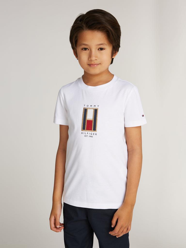 Tommy Hilfiger Tommy Hilfiger Boys Flag Embroidered Regular T-Shirt in White
