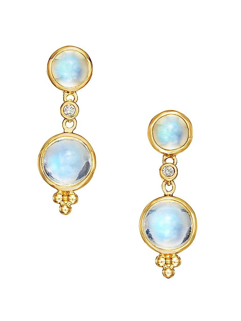 Temple St. Clair Florence86 Royal Blue Moonstone, Diamond & 18K Yellow Gold Double-Drop Earrings 1