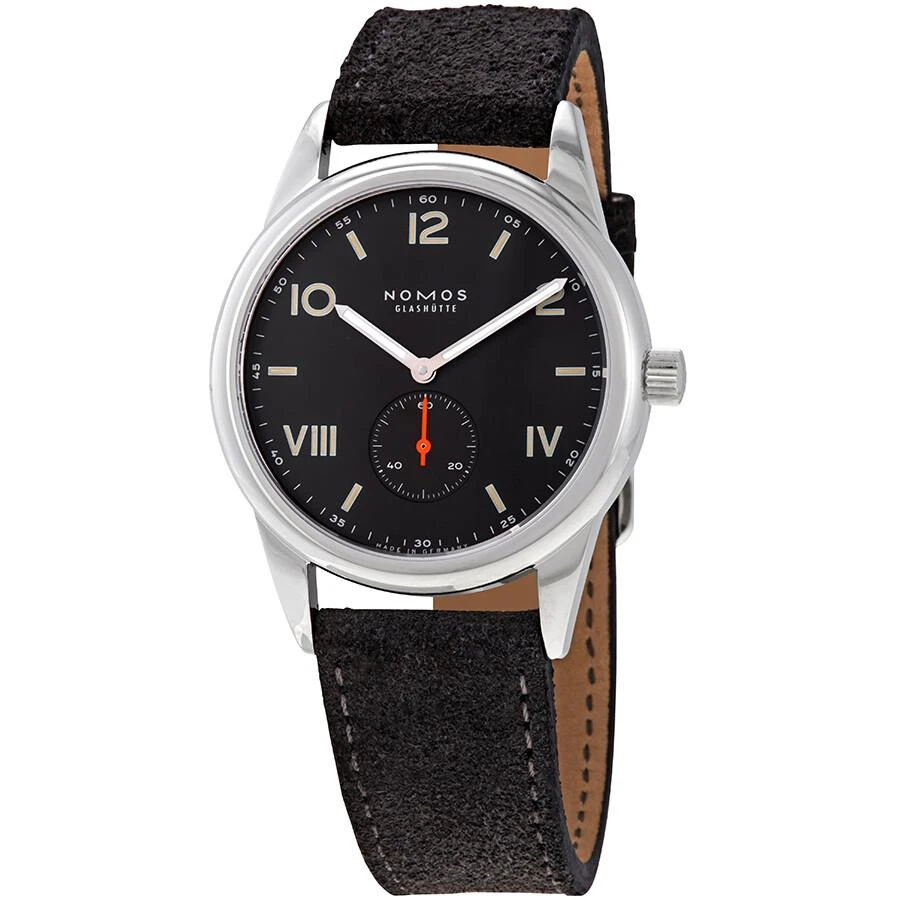 Nomos Glashutte Club Campus Black Dial Black Leather Men's Watch 736 1