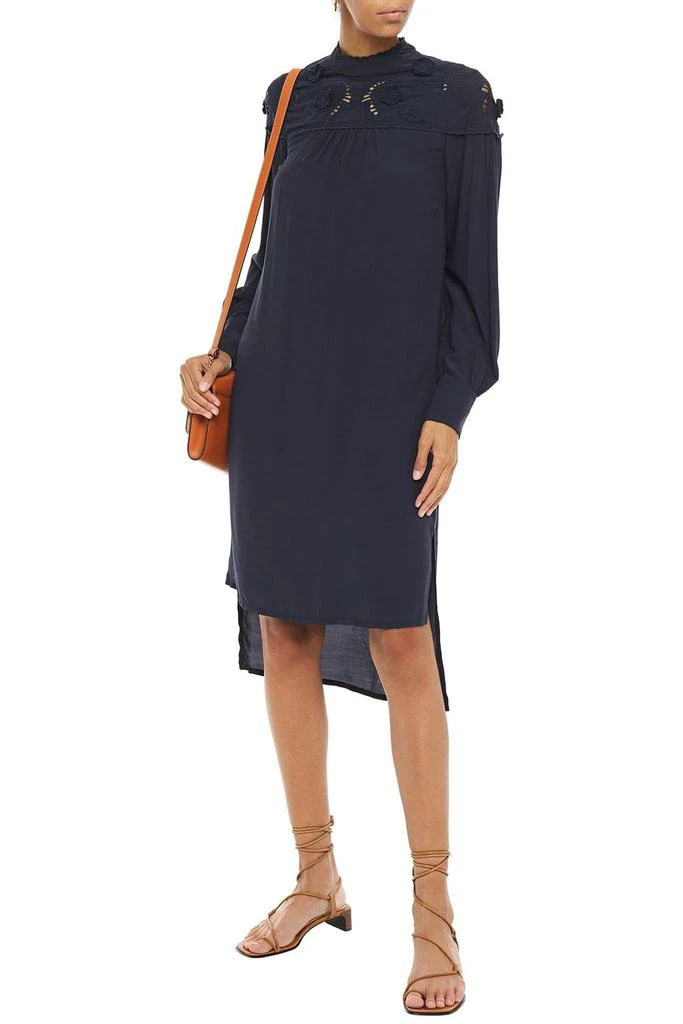 See by Chloé Broderie anglaise-trimmed crepe de chine dress 2