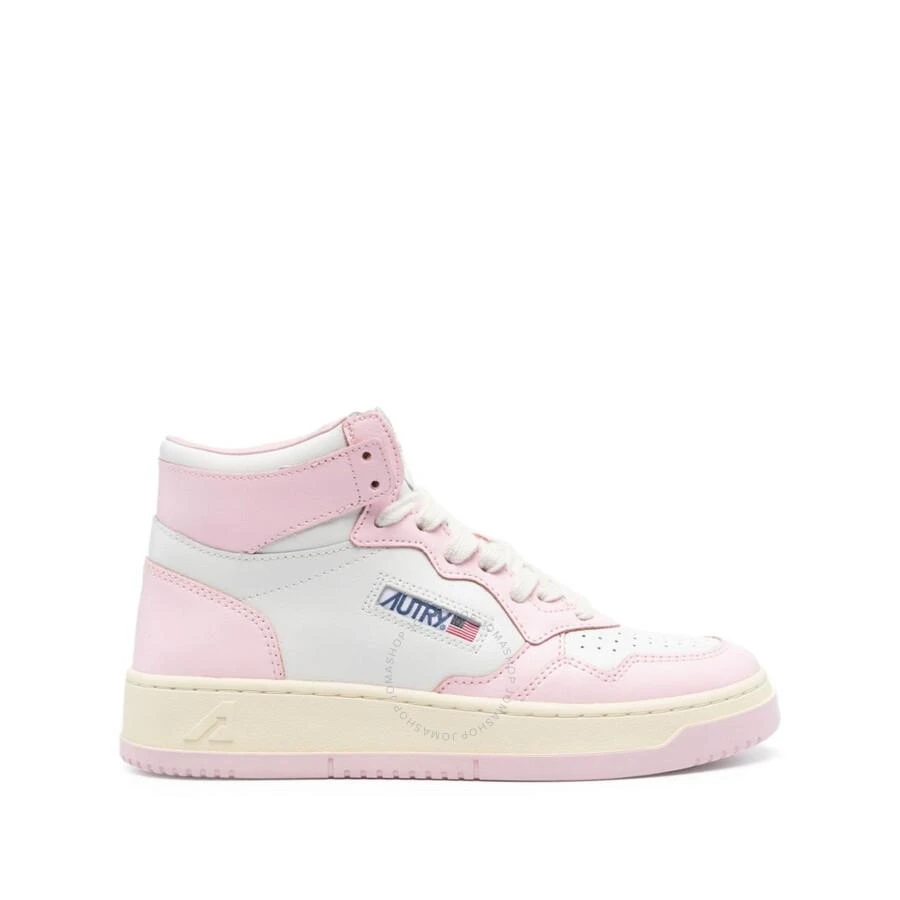 Autry Ladies Pink Medalist Panelled Leather Sneakers 1