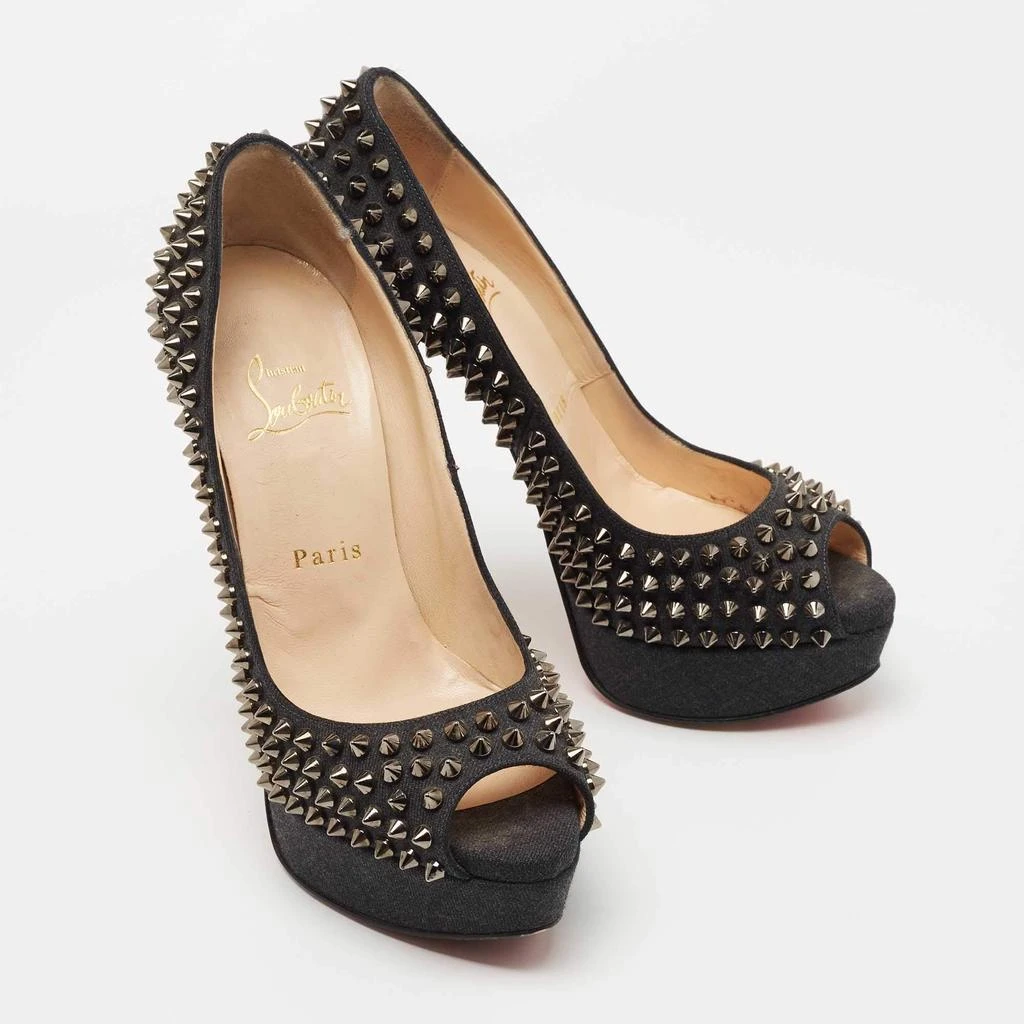Christian Louboutin Christian Louboutin Dark Grey Denim Lady Peep Spikes Pumps Size 37 4
