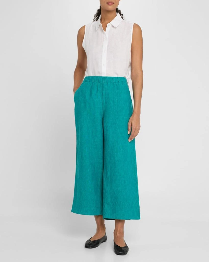Eileen Fisher Cropped Wide-Leg Organic Linen Pants 2