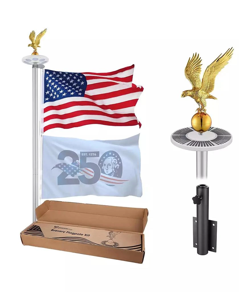 Yescom 25
Heavy Duty Flag Pole Kit with Solar Light
Deck Mount Bravery MEGA 13 Gauge Aluminum Sectional Flagpole