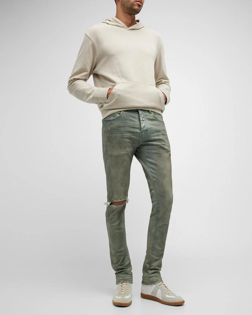 PURPLE Men's P001 Light Dirty Wax Skinny Jeans 5