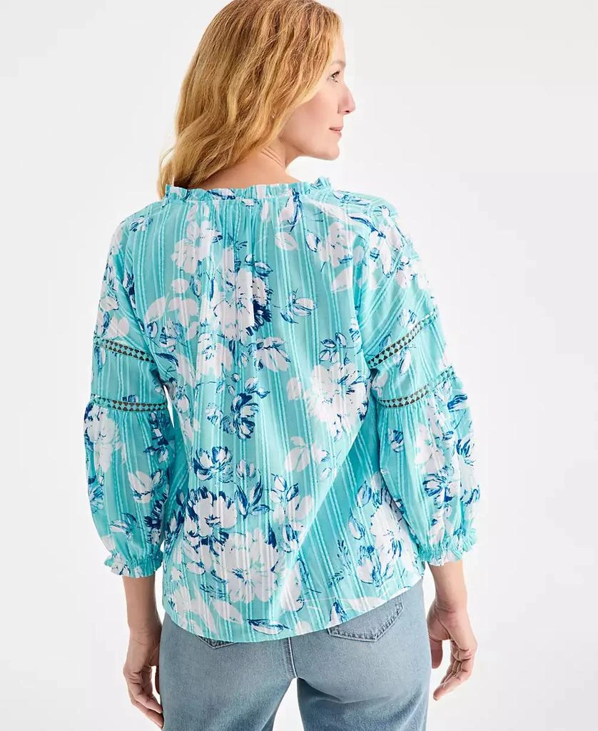 Style & Co Women's Printed Cotton Crochet-Trim Top, Exclusively at Macy's 2