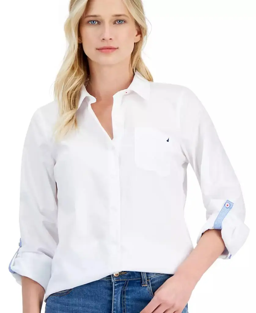 Nautica Women's Roll-Tab Button-Front Shirt 3