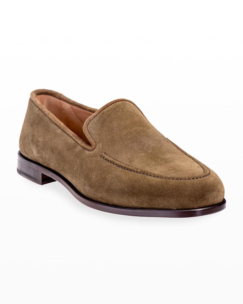 Stubbs and Wootton Men's Venetian Apron-Toe Suede Loafers