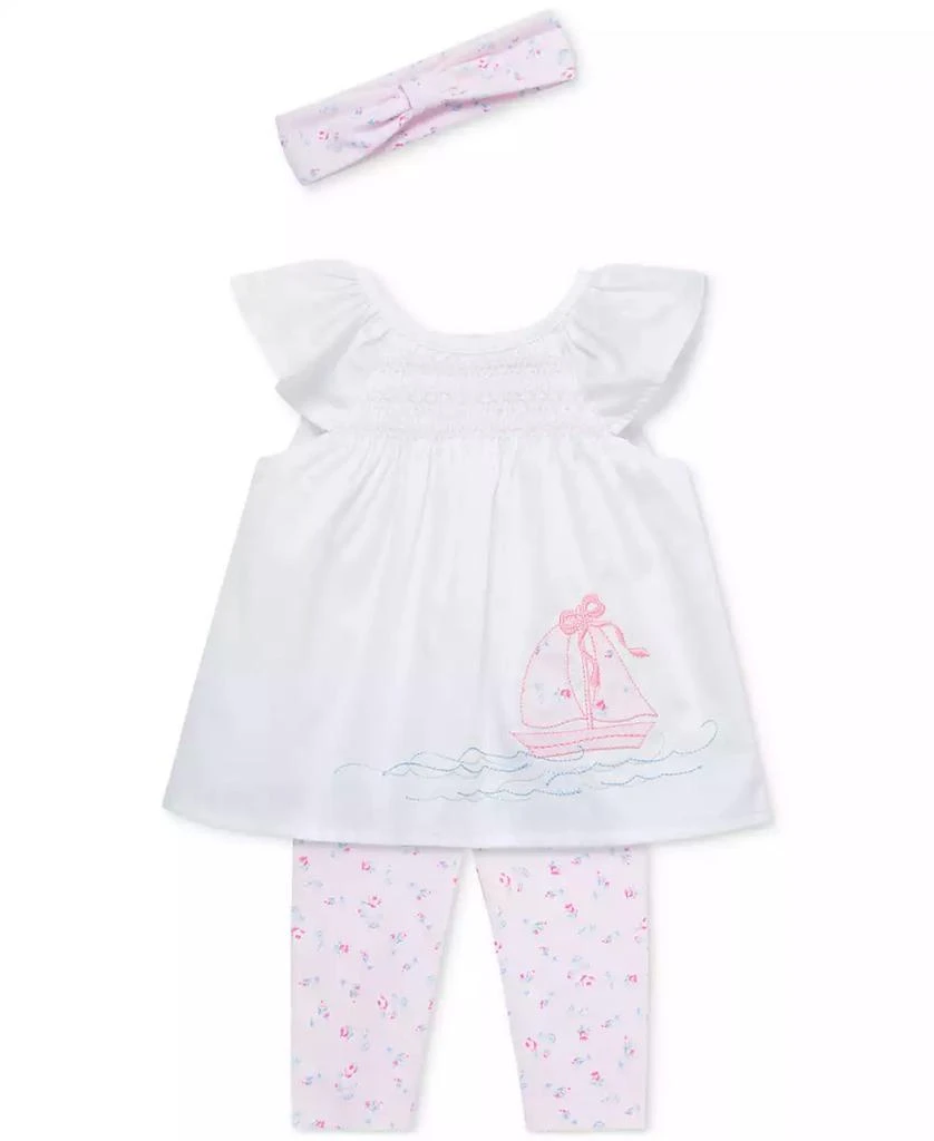 Little Me Baby Girls Rosy Breeze Cotton Tunic, Leggings & Headband, 3 Piece Set 3