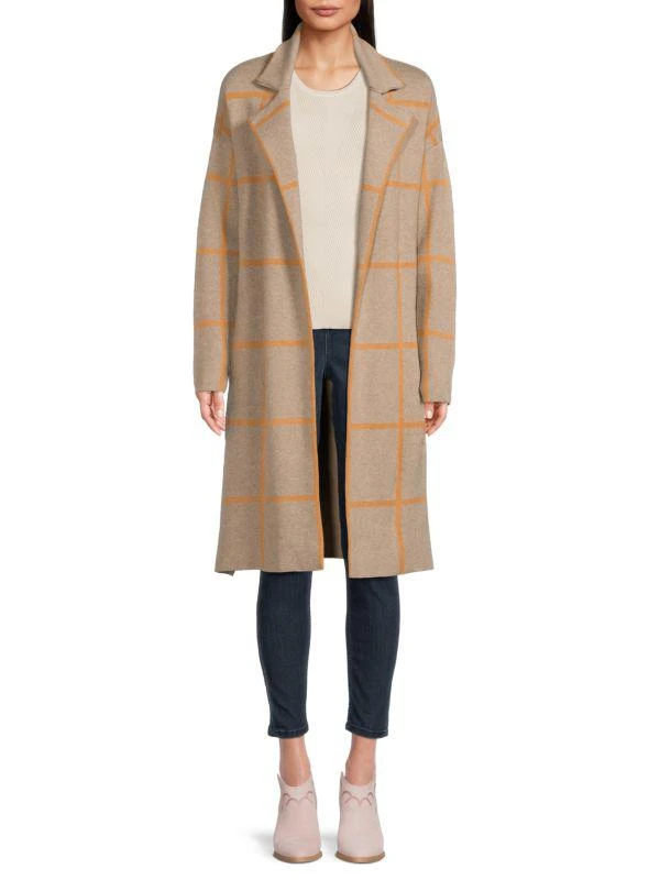 Saks Fifth Avenue Checked Open Front Coat 1