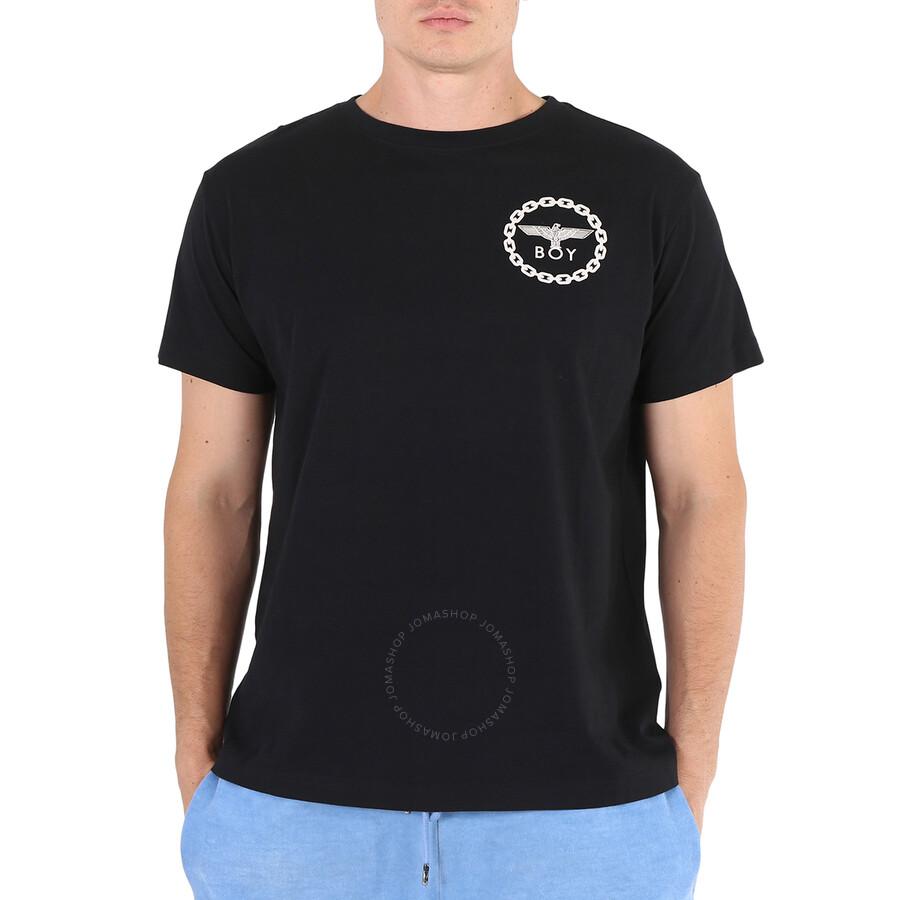 BOY LONDON Men's Black/White Eagle Backprint Graphic T-shirt