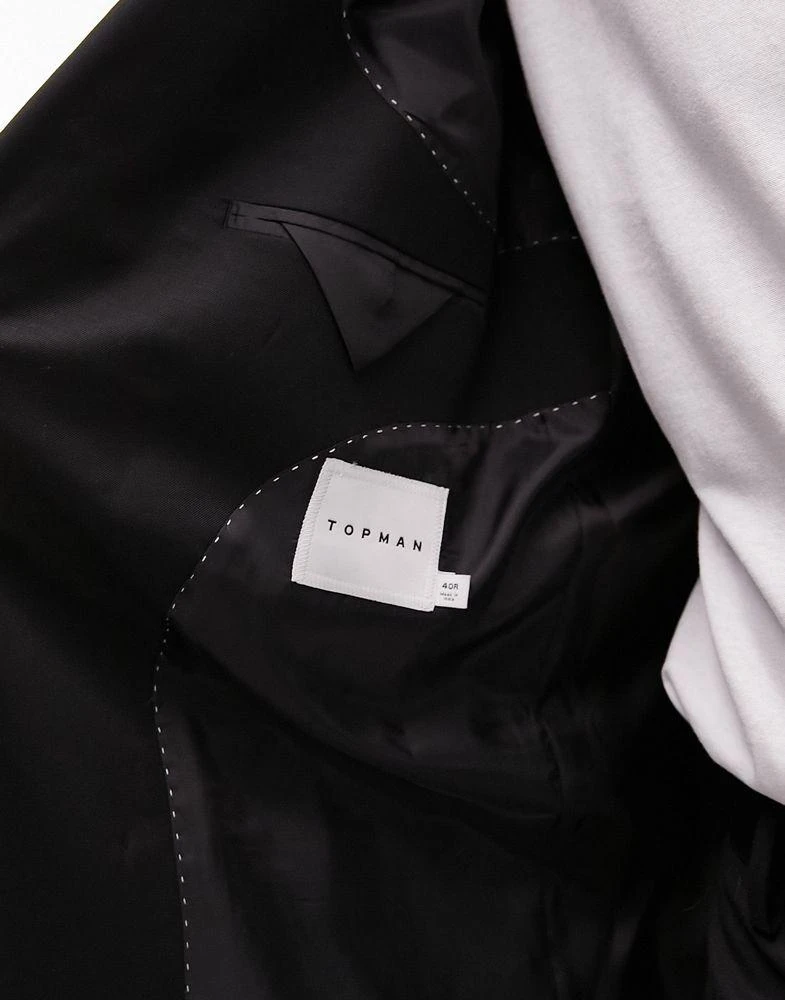 Topman Topman oversized double breasted blazer in black 3