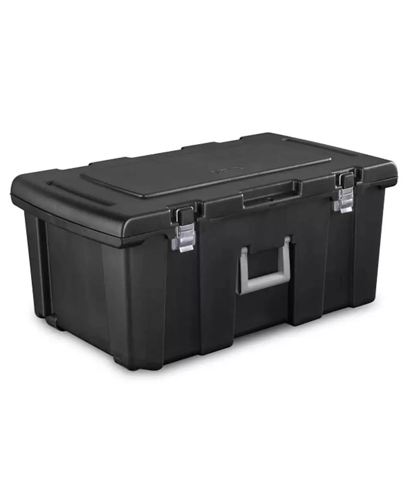 Sterilite Wheeled Footlocker, Plastic Utility Storage Container, Black, 4 Pack