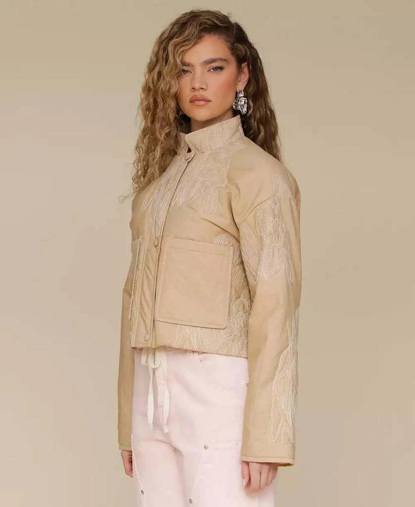Avec Les Filles Women's Cotton Embroidered Cropped Jacket 3
