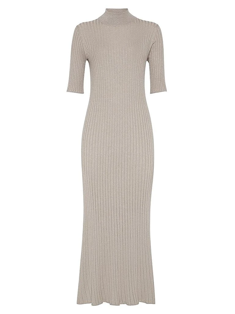 Brunello Cucinelli Women's Sparkling Cashmere and Silk Rib Knit Dress - Taupe Smoke - Size XS