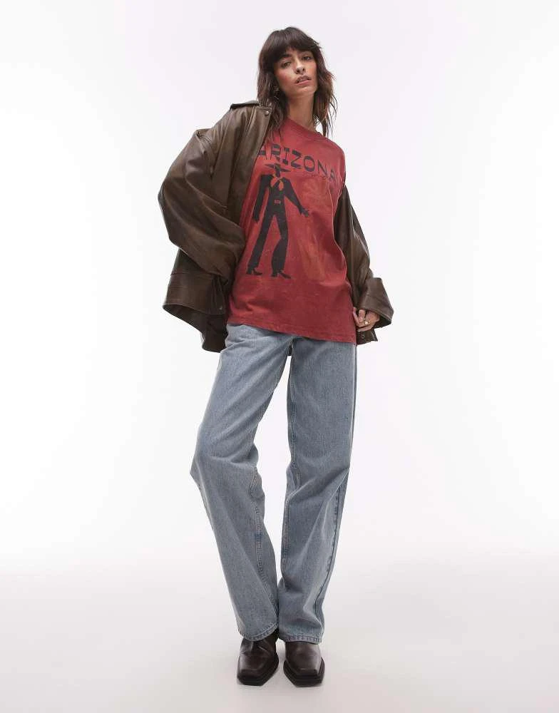 Topshop Topshop graphic Arizona holiday oversized tee in burgundy 2