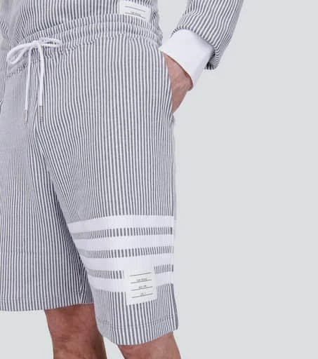 Thom Browne 4-Bar striped seersucker cotton shorts 5