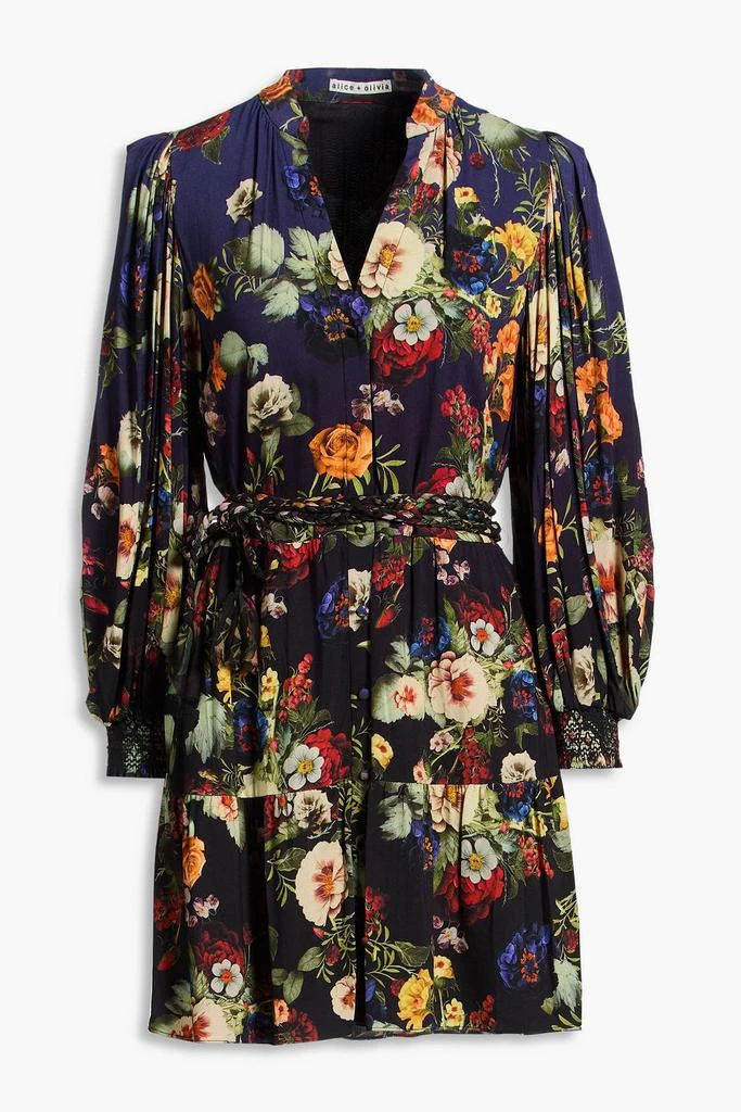 green printed mini dress Mediterranean Coast Green Floral Strapless Mini Dress