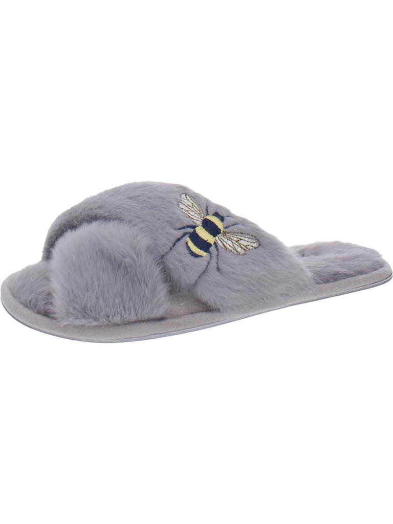 Joules Honey Womens Faux Fur Metallic Slide Slippers