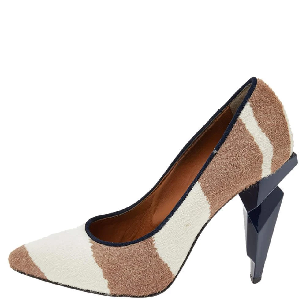 Fendi Fendi Beige/White Zebra Print Calf Hair Diamond Heel Pumps Size 35.5 2