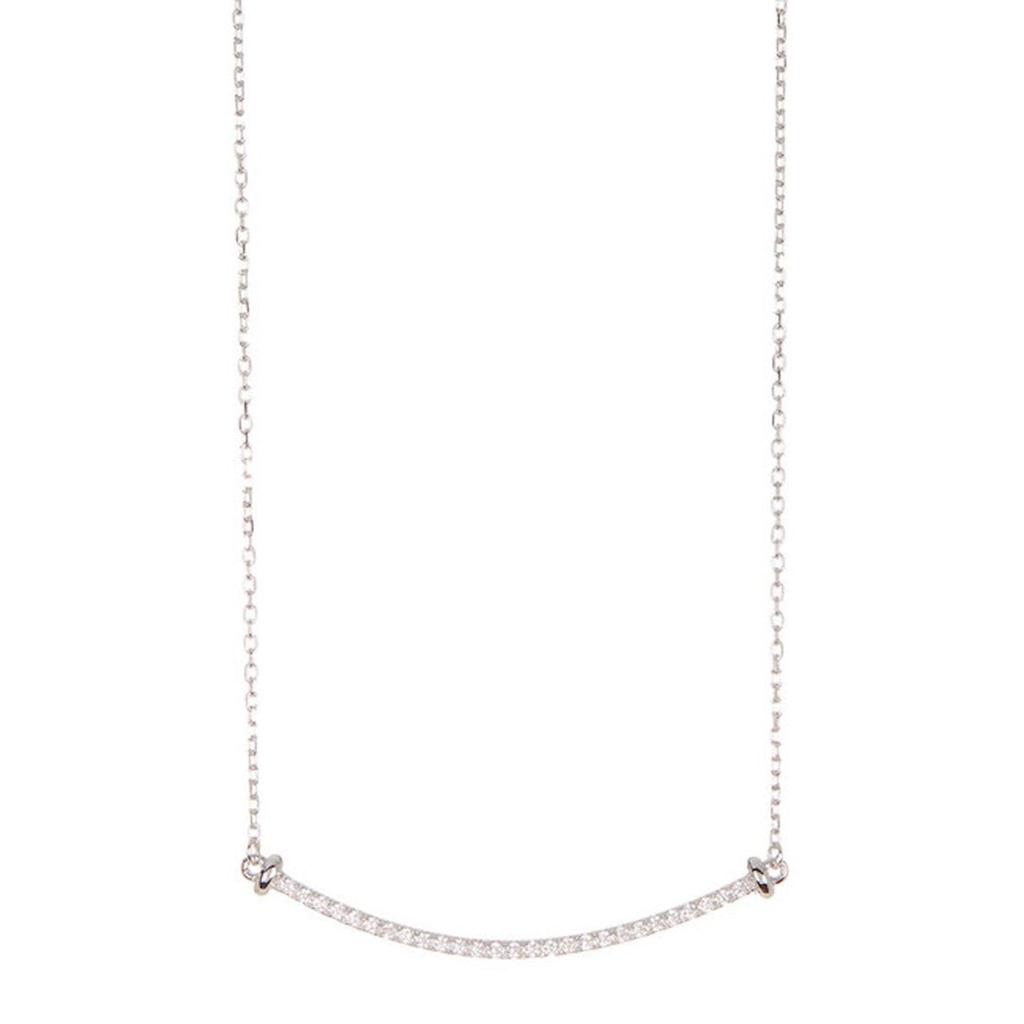 ADORNIA Adornia Crystal Curved Bar Necklace silver