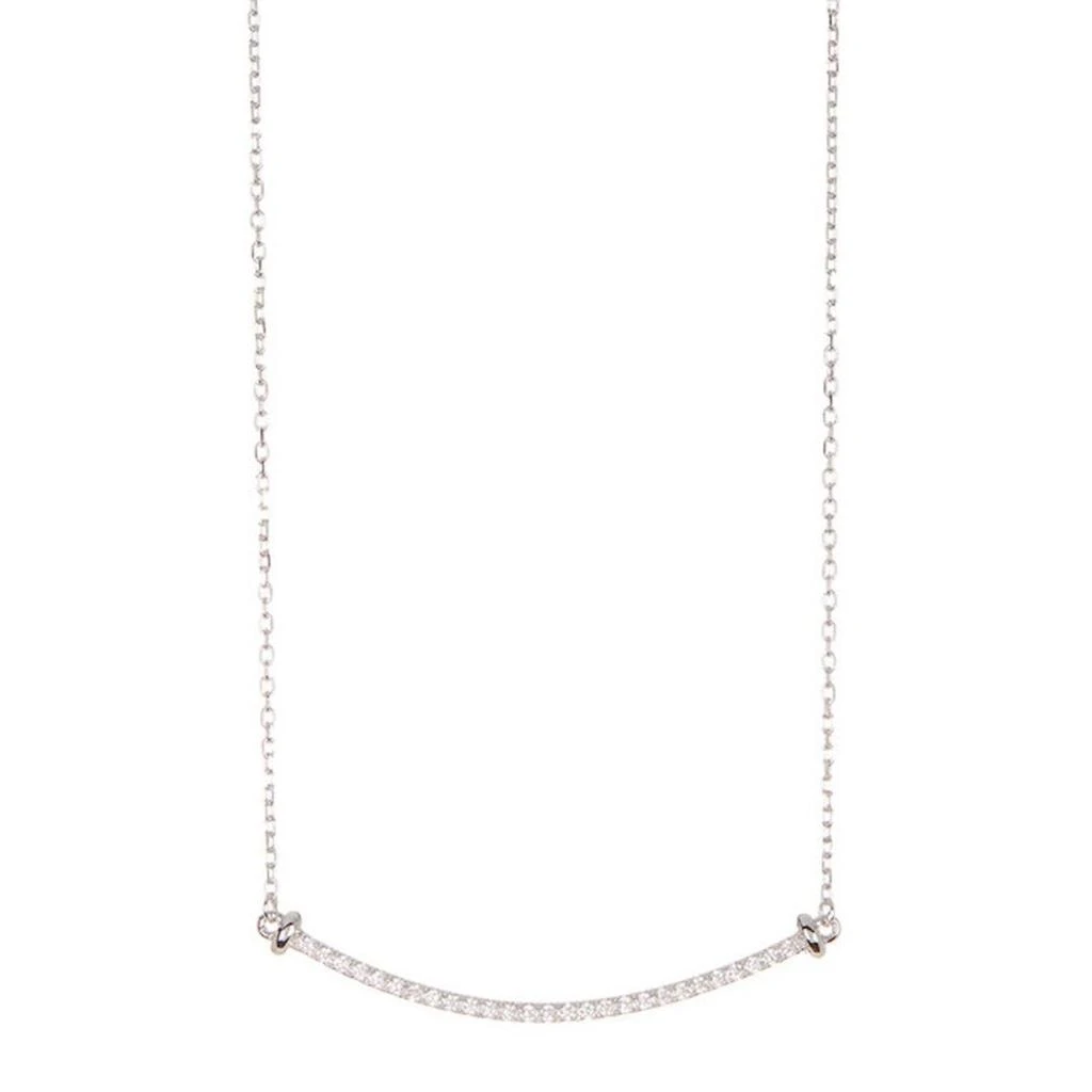 Adornia Adornia Crystal Curved Bar Necklace silver 1