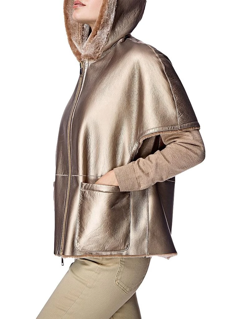 Maximilian Lamb Shearling Zipper Cape 3