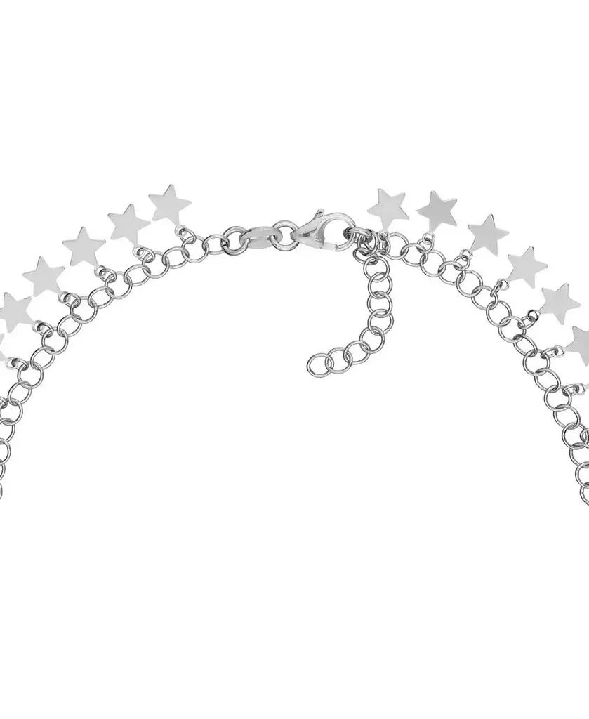 Curata Jewelry 925 Sterling Silver 10 Inch Rhodium Plated Round Link With Hanging Stars Adjustable Anklet Anklet 2
