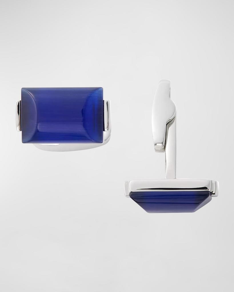 LINK UP Men's Curve Rectangle Lapis Cufflinks