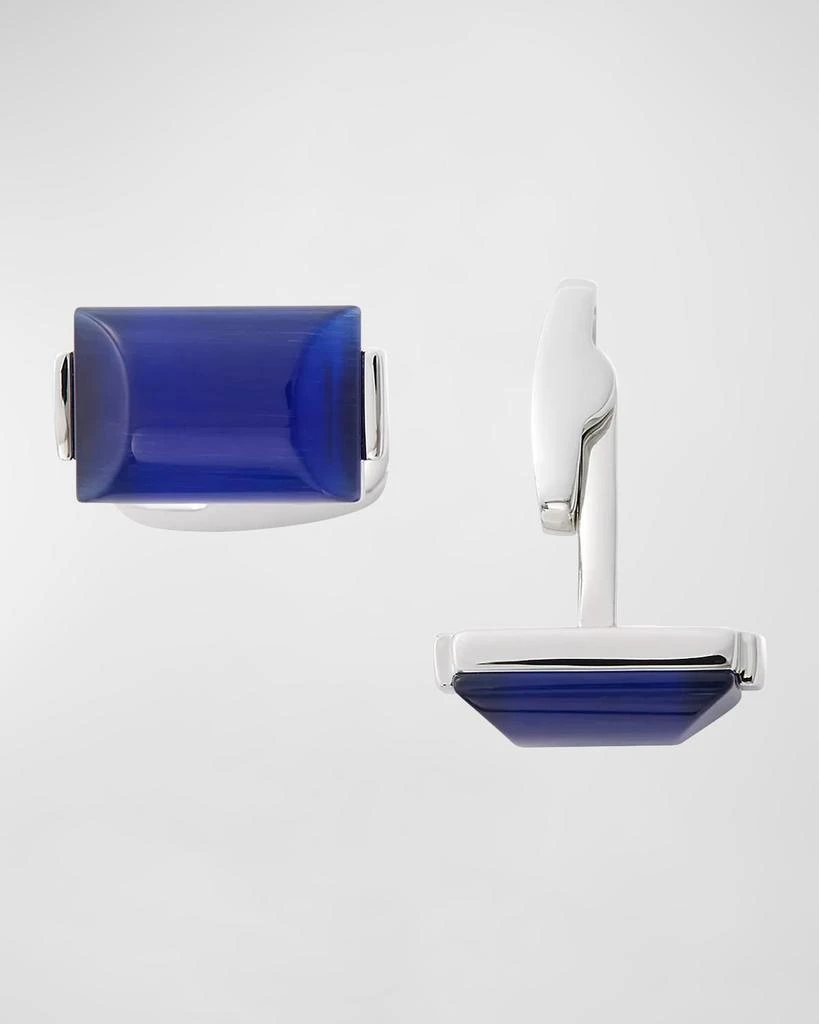 LINK UP Men's Curve Rectangle Lapis Cufflinks 1