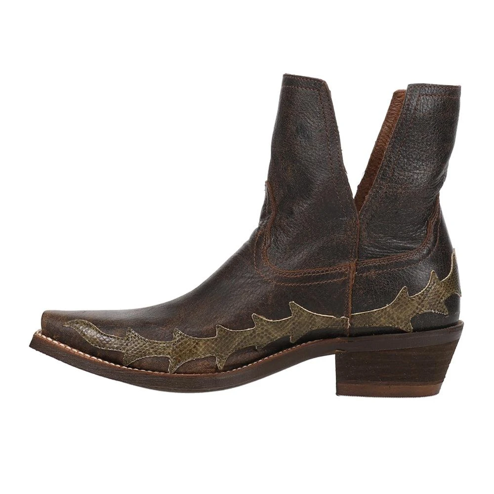 Nocona Boots Sitrine Brown Distressed Snake Print Cowboy Booties 3