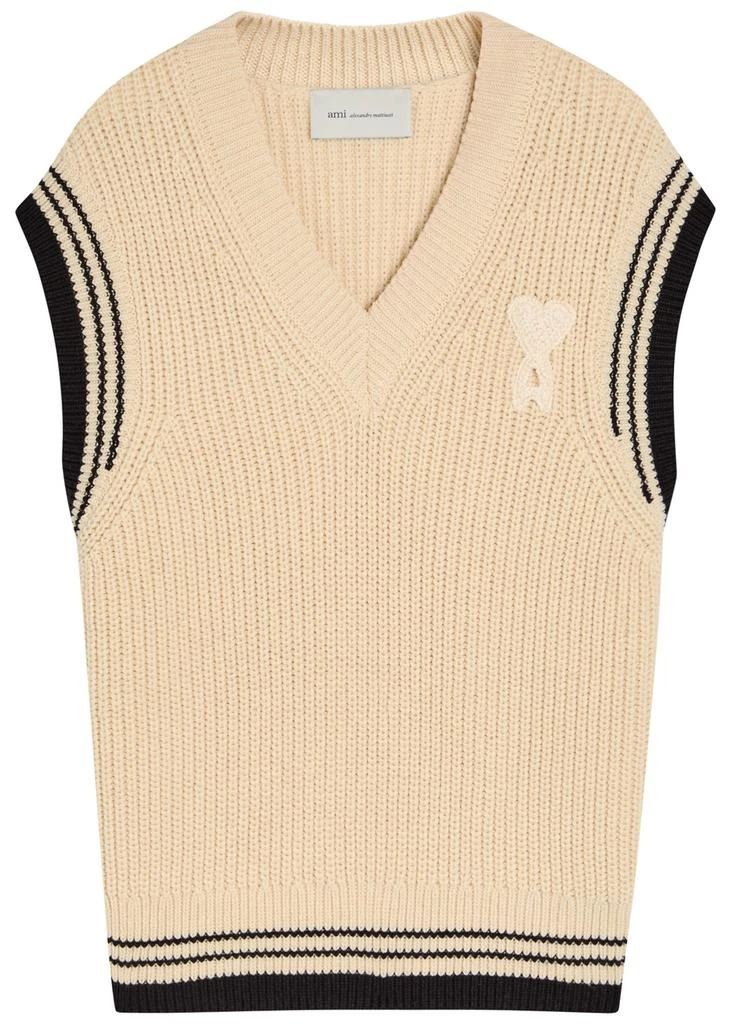 AMI Logo-appliquéd wool-blend vest