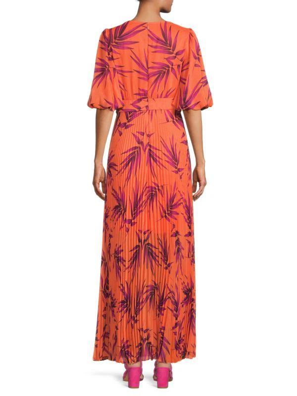 Kensie Leaf Print Blouson Sleeve Maxi Dress 2