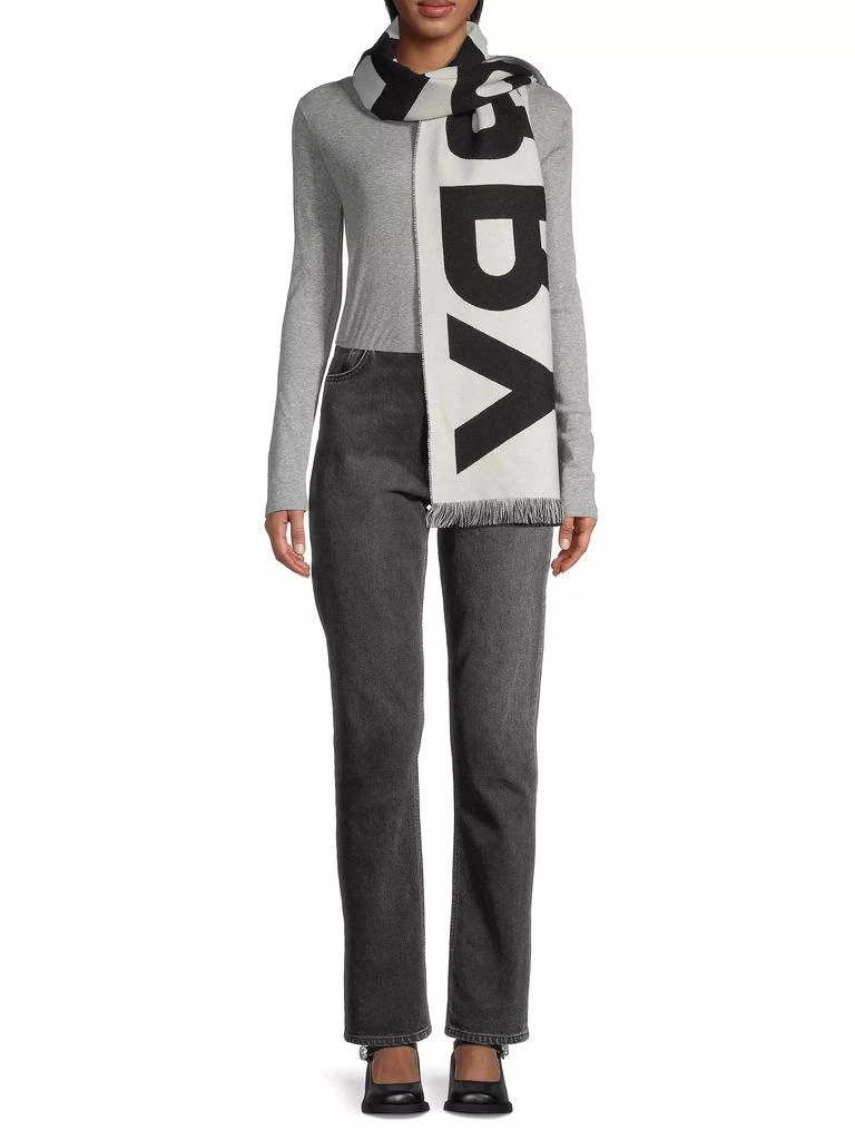 Burberry Double-Faced Wool Logo Scarf 2