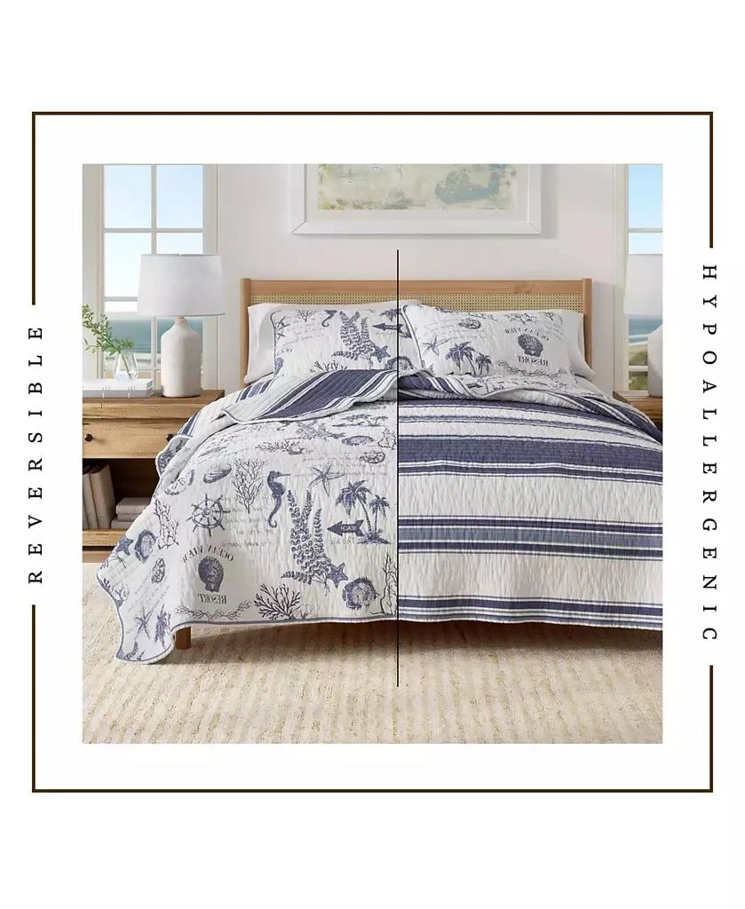 Linery 
Co Cotton Stitched Reversible Coastal 3 Piece Quilt and Sham Set 3