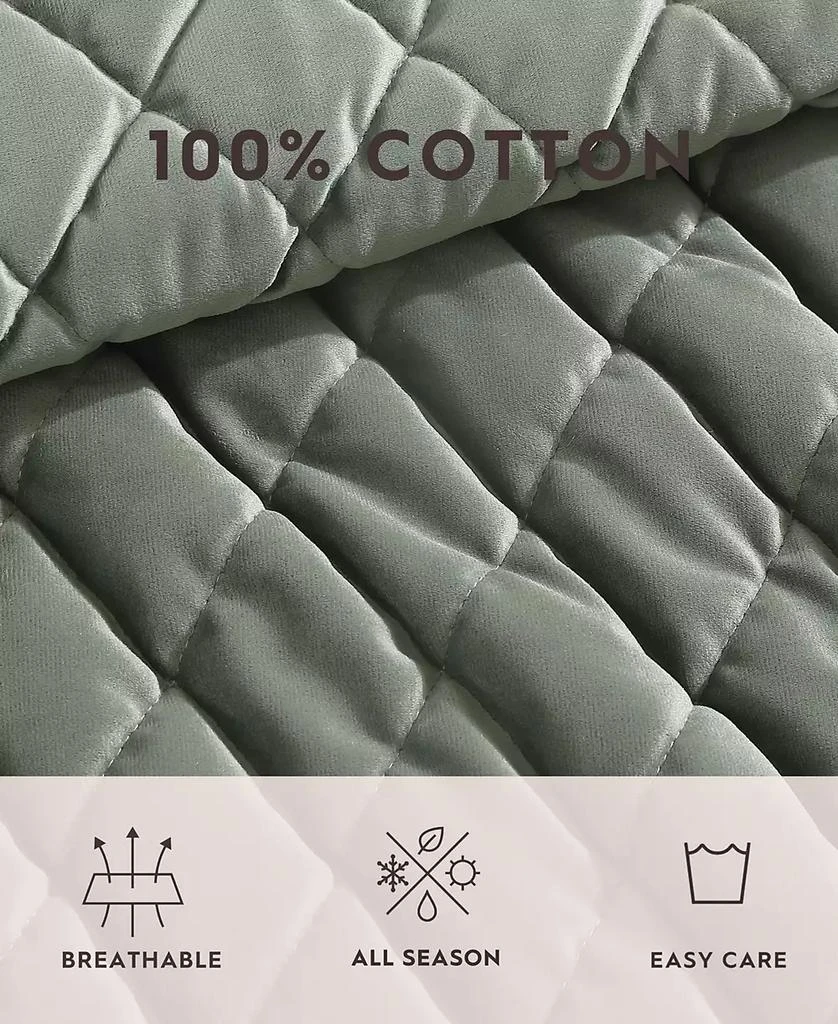 Laura Ashley Solid Diamond Stitch Velvet 3-Piece Quilt Set 8