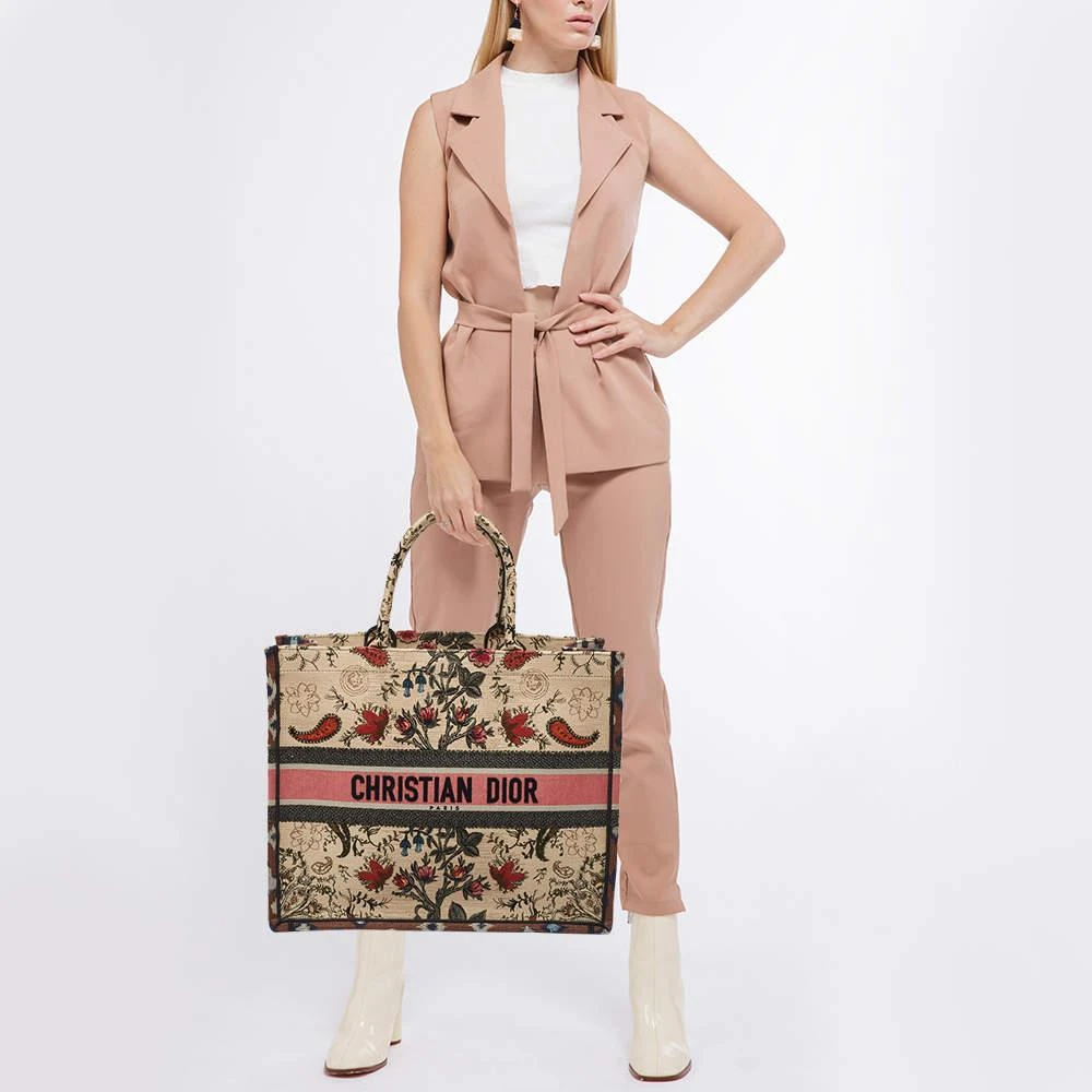 Dior Dior Multicolor Floral Embroidered Canvas Large Book Tote 2