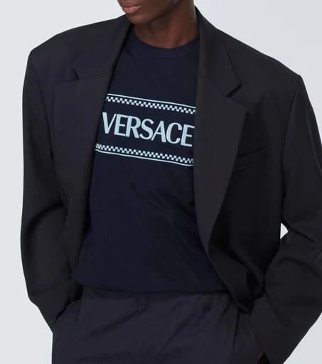 Versace Logo embroidered cotton jersey T-shirt 5