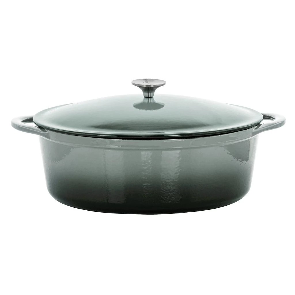 Megachef 7 Quarts Oval Enameled Cast Iron Casserole in Gray