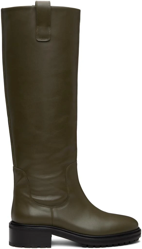 AEYDE Khaki Henry Leather Knee-High Boots