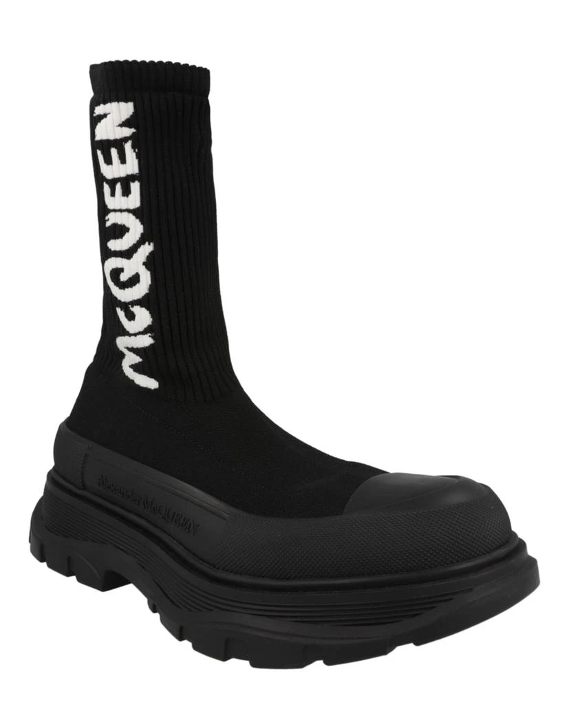 Alexander McQueen Ribbed Knit Tread Slick Boots 2