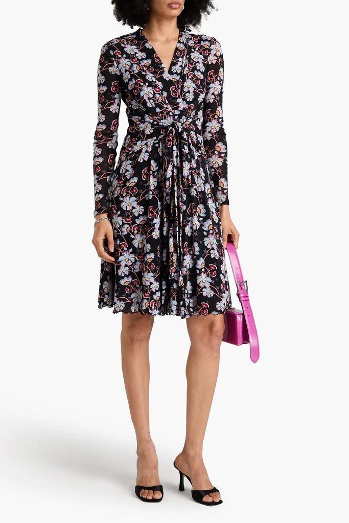 Diane von Furstenberg Brenda pleated floral-print stretch-mesh dress 2