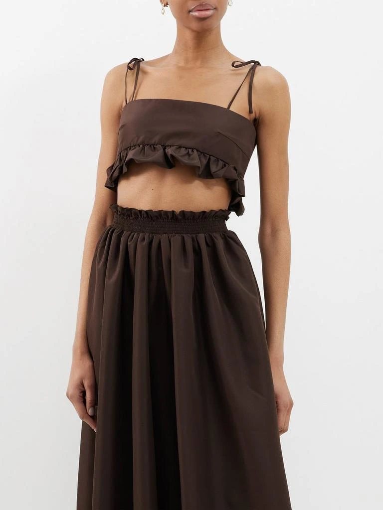 Kika Vargas Ariana ruffled-trim taffeta cropped top 1
