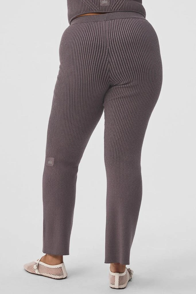 Alo Denim Knit High-Waist Flare Pant - Raisinette/Black 6