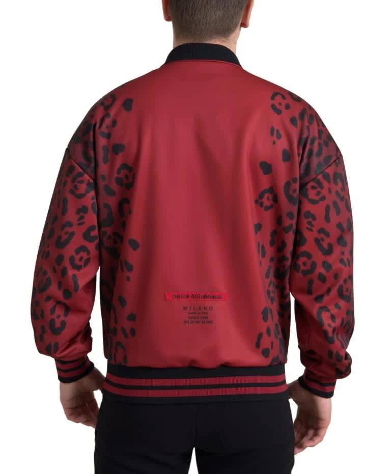 Dolce 
Gabbana Leopard Polyester Bomber Full ZipMen
s Jacket 2