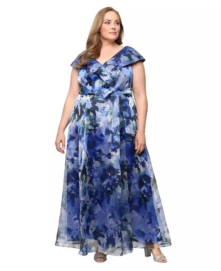 Alex Evenings Plus Size Short-Sleeve V-Neck Ball Gown