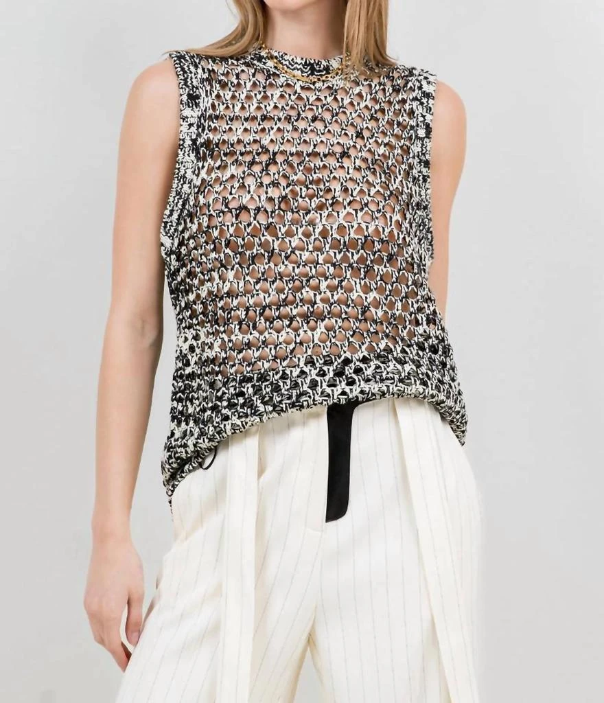 WHITEROOM+CACTUS Two Tone Gradient Knitted Sweater Vest In Lemon Black