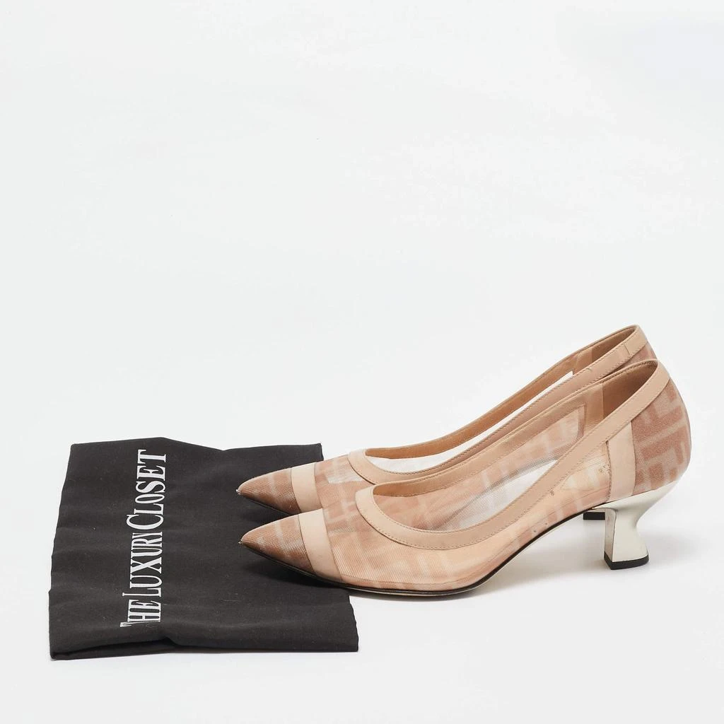 Fendi Fendi Pink/Beige Zucca Mesh and Leather Colibri Pumps Size 38 9